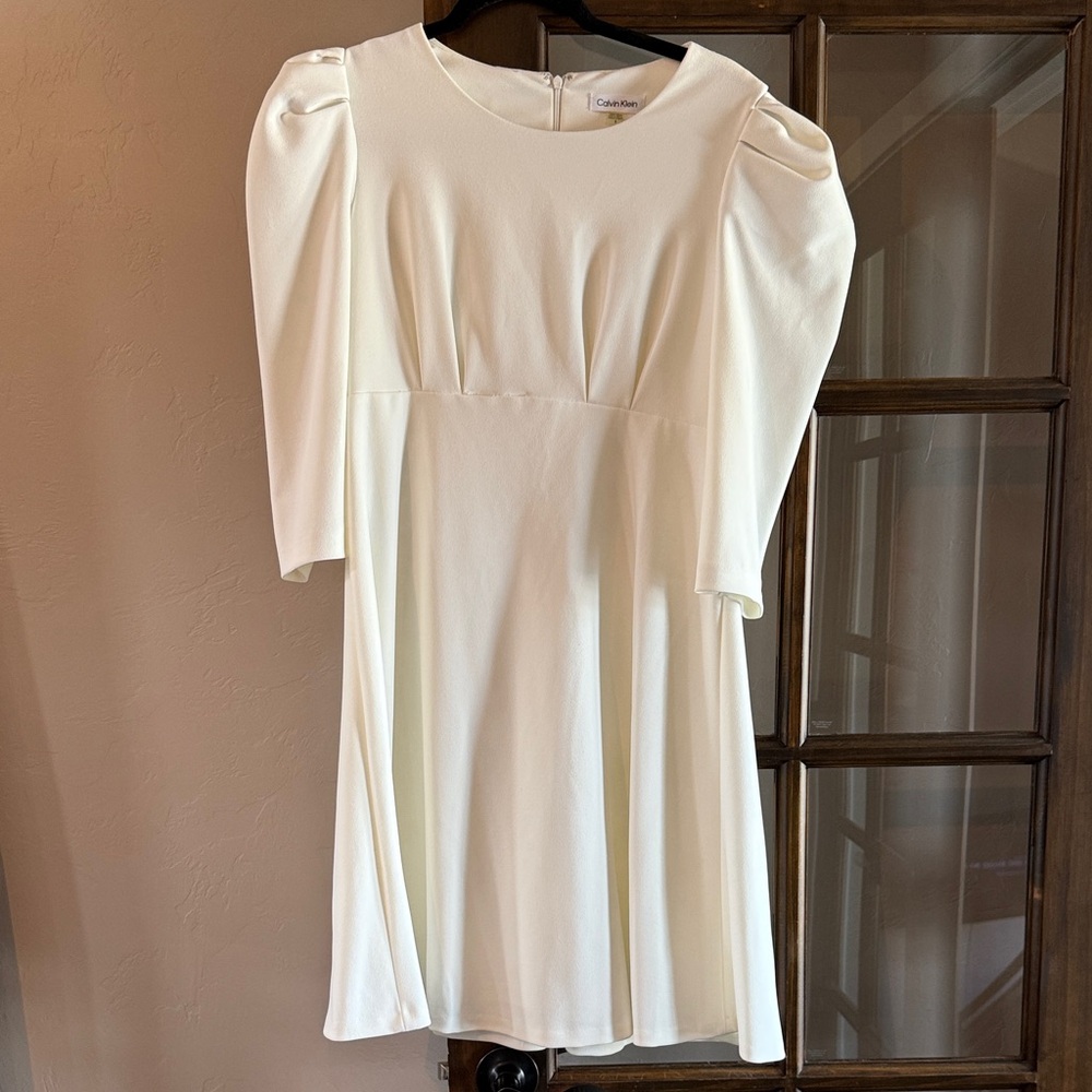 Calvin Klein Cream Puff Sleeve Dress